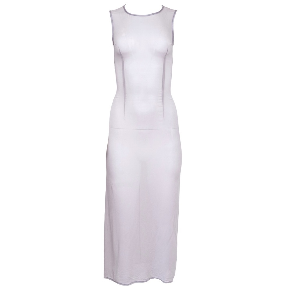 Dolce & Gabbana Gray Sheer Midi Dress